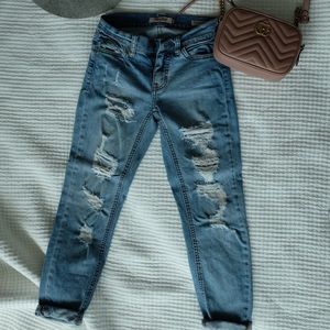 Distressed boyfriend jeans